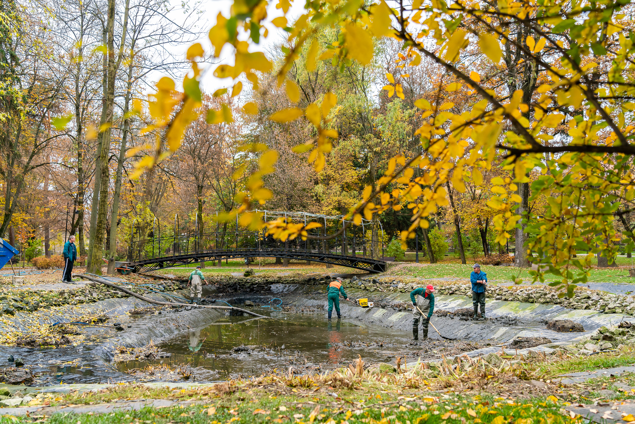 Primăria Municipiului Sfântu Gheorghe curăță lacul din Parcul Elisabeta