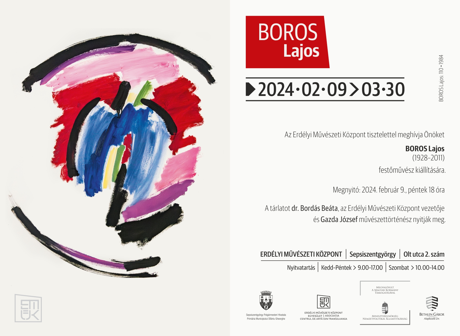 Expoziția pictorului Lajos BOROS, un prim reprezentant al picturii abstracte în Transilvania