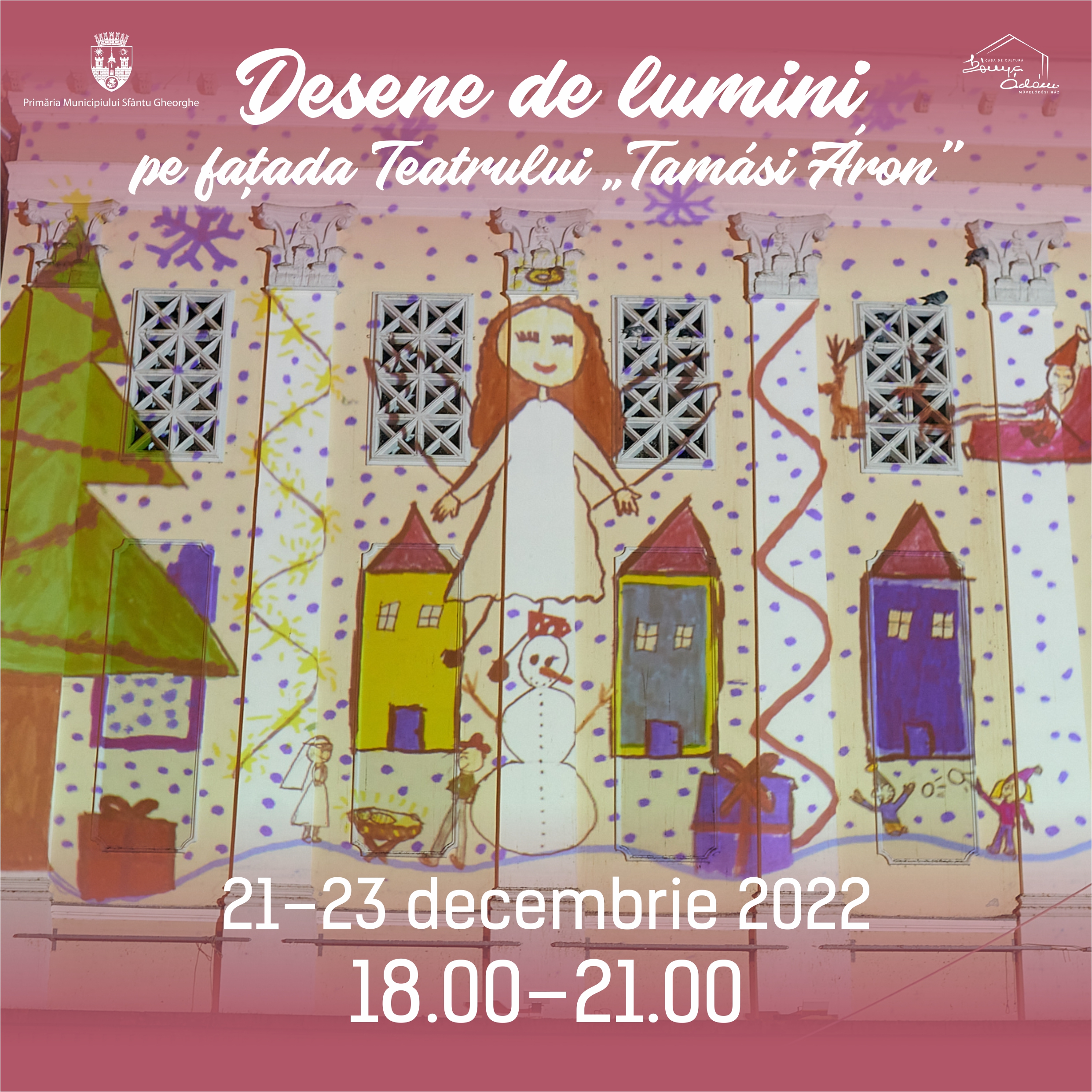 Aproape 2.200 de desene de lumini vor fi proiectate pe faţada Teatrului