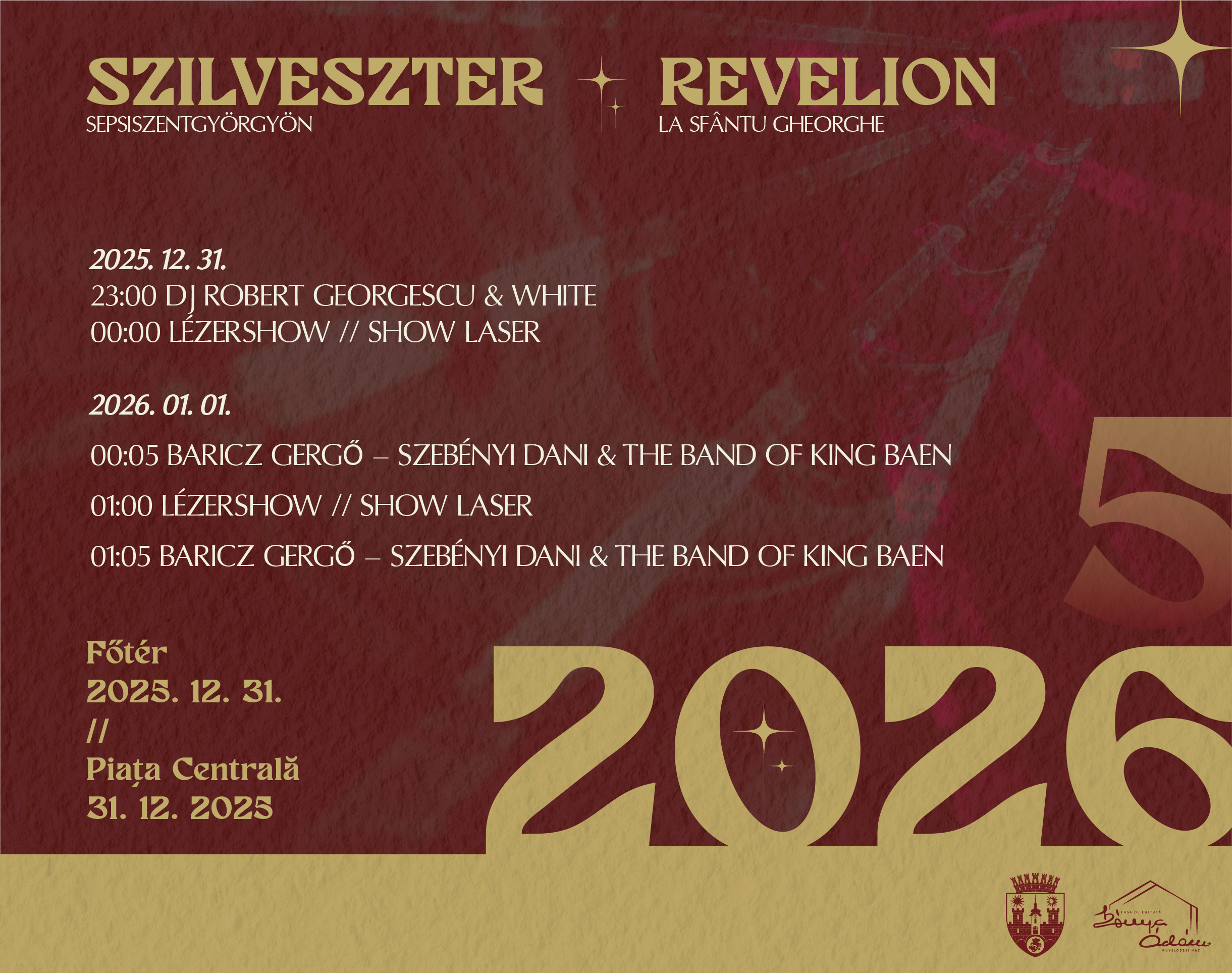 Sfântu Gheorghe întâmpină Noul An cu concerte şi un show laser spectaculos Sfântu Gheorghe întâmpină Noul An cu concerte şi un show laser spectaculos